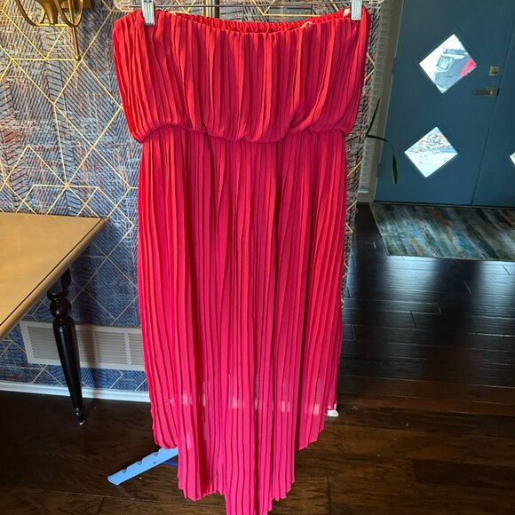 NWT BCBGeneration Strapless Pleated High Low Dress Size L - Picture 2 of 6